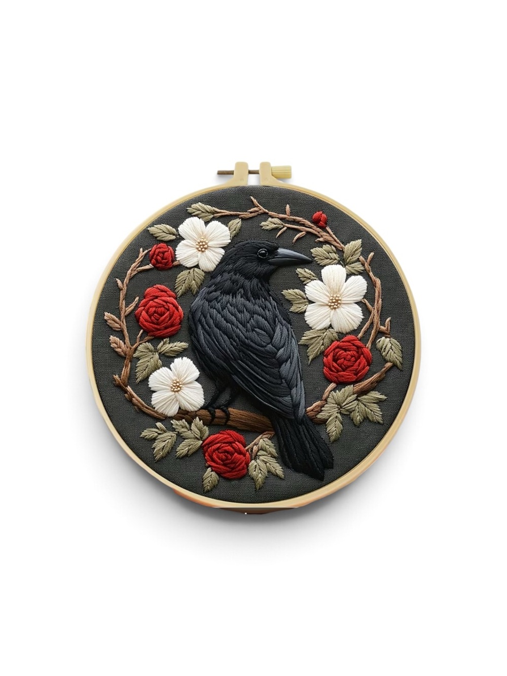 DIY Black Crow & Roses Embroidery set